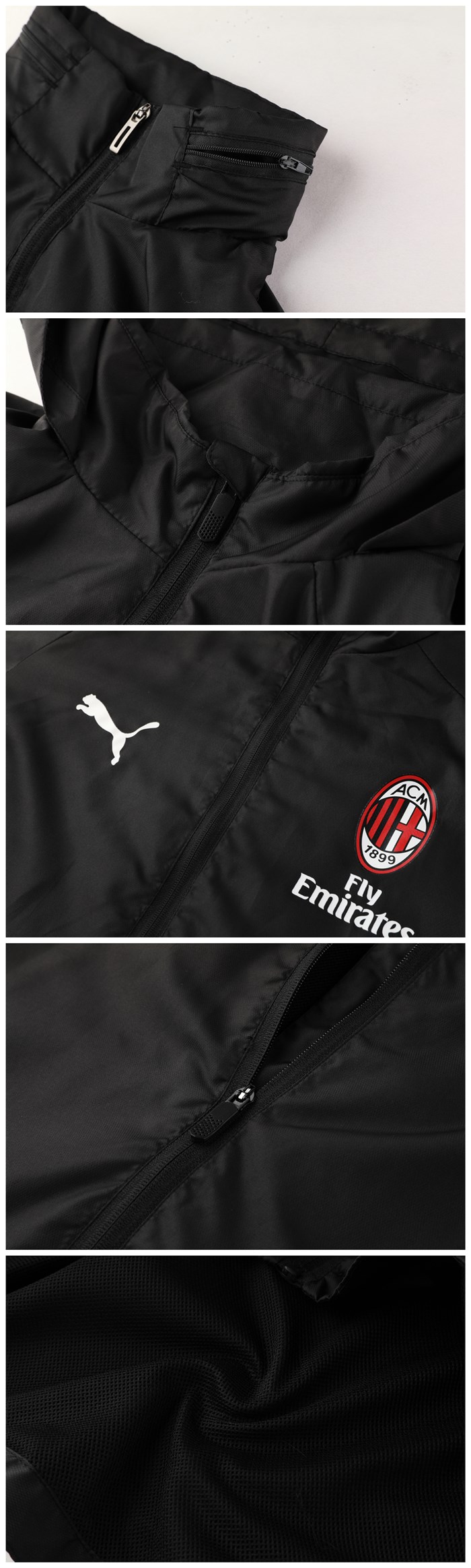 AC Milan 2019-20 Black Hoody Woven Windrunner